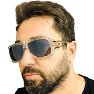 Square Sunglasses Clear Frame Fashion Designer Mens Shade Dark Black Lens Lentes